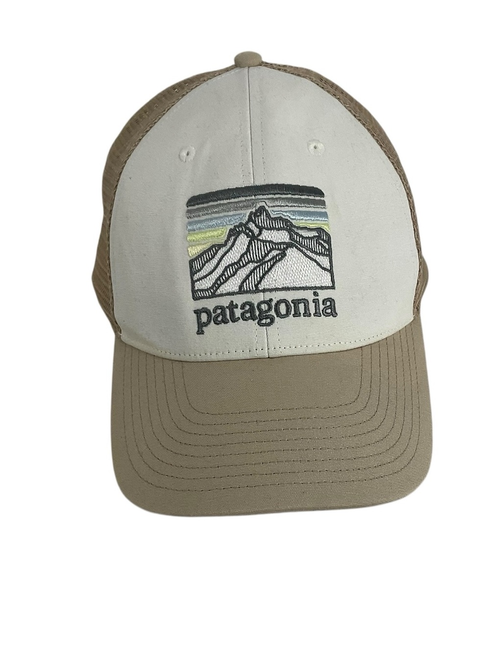 Patagonia Line Logo Ridge LoPro Trucker Hat Beige Tan Snapback Cap